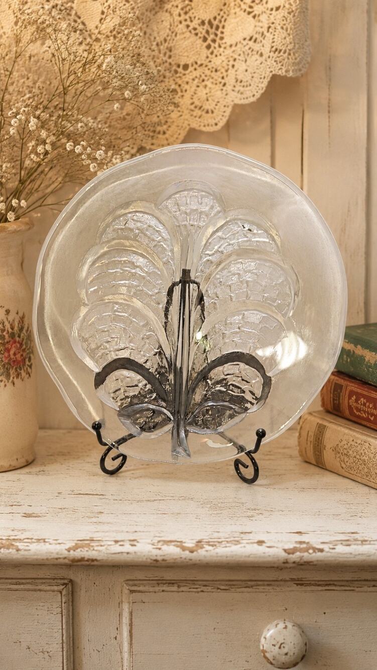 Orrefors Eden Serving Platter, Cast Crystal, 12", Made In Sweden